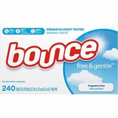 Bounce Free &amp; Gentle Dryer Sheets - 9&quot; Length x 6.04&quot; Width - 240 / Box - White