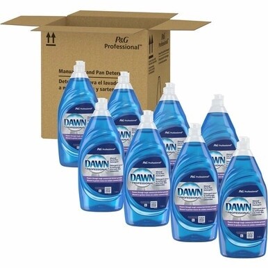Dawn Manual Dishwashing Liquid - For Pot, Pan - 38 fl oz (1.2 quart) - 8 / Carton - Blue