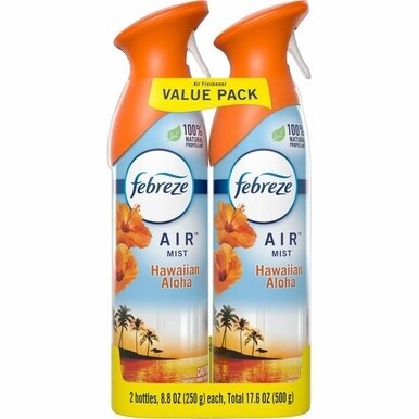 Febreze Hawaiian Air Spray Pack - Liquid - 8.8 fl oz (0.3 quart) - Hawaiian Aloha - 2 / Pack - Odor Neutralizer, VOC-free