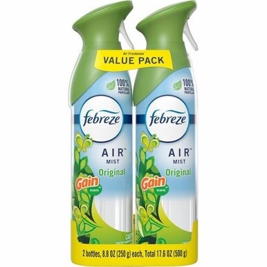 Febreze Air Freshener Spray - Spray - 8.8 fl oz (0.3 quart) - Gain Original - 2 / Pack - Odor Neutralizer, VOC-free