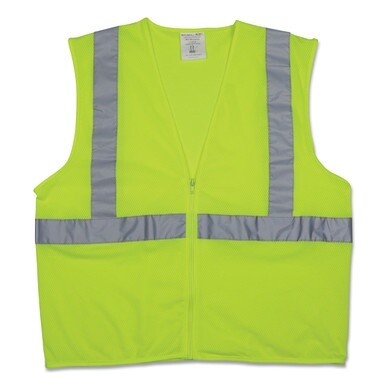 Zipper Safety Vest, X-Large, Hi-Viz Lime Yellow