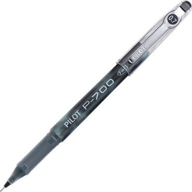 Pilot Precise P-700 Precision Point Fine Capped Gel Rolling Ball Pens - Fine Pen Point - 0.7 mm Pen Point Size - Black Gel-based Ink - Black Barrel - 1 Dozen