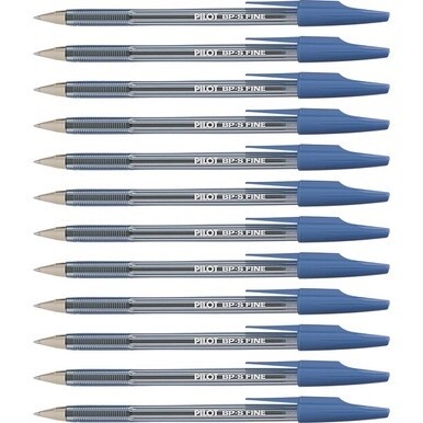 Pilot Better BP-S Ball Stick Pens - Fine Pen Point - 0.7 mm Pen Point Size - Refillable - Blue - Crystal, Clear Barrel - Stainless Steel Tip - 1 Dozen