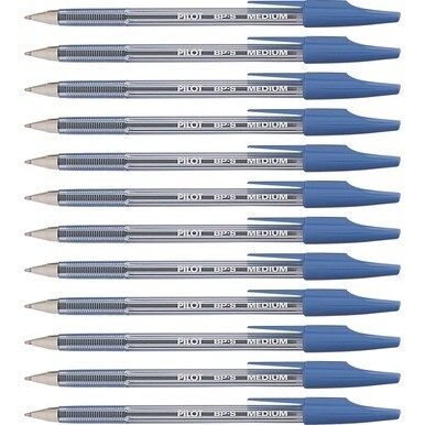 Pilot Better BP-S Ball Stick Pens - Medium Pen Point - 1 mm Pen Point Size - Refillable - Blue - Crystal, Clear Barrel - Stainless Steel Tip - 1 Dozen