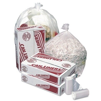 High-Density Coreless Mini-Roll Can Liners, 30 gal, 10 mic, 30&quot; x 37&quot;, Natural, 500/Carton
