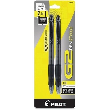 Pilot G2 Pen Stylus - 2 Pack - Black