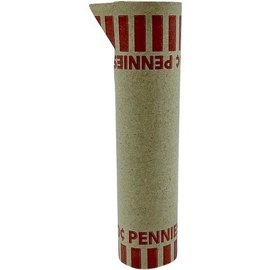 PAP-R Tubular Coin Wrap - 1√É∆í√¢‚Ç¨≈°√É‚Äö√Ç¬¢ Denomination - Durable, Burst Resistant, Crimped, Pre-formed - 57 lb Basis Weight - Paper - Red - 1000 / Box