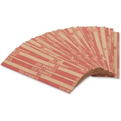 PAP-R Flat Coin Wrappers - Total $0.50 in 50 Coins of 1√É∆í√¢‚Ç¨≈°√É‚Äö√Ç¬¢ Denomination - Heavy Duty - Paper - Red - 1000 / Box
