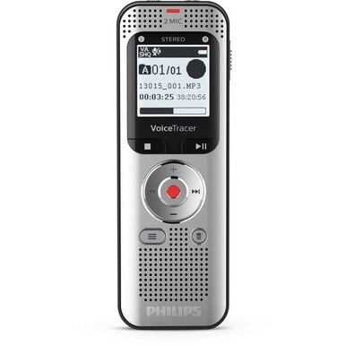 Philips VoiceTracer DVT2050 Audio Recorder - 8GB memory - microSD Supported - 1.3&quot; LCD backlit display - up to 50 hours recording - Rechargeable - PC and MAC compatible