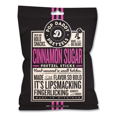 Cinnamon Sugar Pretzel Sticks, 3 oz Bag, 15/Carton