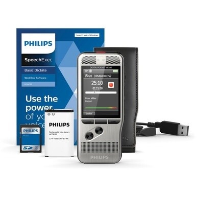 Philips Pocket Memo Voice Recorder (DPM6000) - microSD, microSDHC Supported - 2.4&quot; LCD - DSS, MP3, WAV - Headphone - Portable