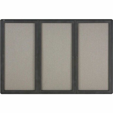 Quartet Enclosed Bulletin Board - 48&quot; Height x 72&quot; Width - Gray Fabric Surface - Hinged, Durable, Shatter Proof, Self-healing - Graphite Frame - 1 Each