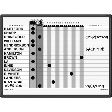 Quartet Classic In/Out Board System - 18&quot; Height x 24&quot; Width - Gray Porcelain Surface - Black Aluminum Frame - 1 Each