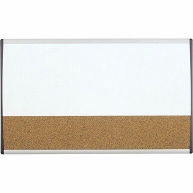 Quartet Arc Cubicle Combination Board - 30&quot; (2.5 ft) Width x 18&quot; (1.5 ft) Height - White Cork Surface - Silver Aluminum Frame - Horizontal - Magnetic - 1 Each