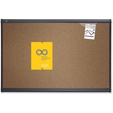 Quartet Prestige Bulletin Board - 36&quot; Height x 48&quot; Width - Brown Cork Surface - Self-healing, Durable - Graphite Frame - 1 Each