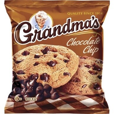 Quaker Oats Grandma&#39;s Chocolate Chip Cookies - Chocolate Chip - 2.88 oz - 60 / Carton