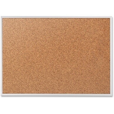 Quartet Classic Series Bulletin Board - 24&quot; Height x 36&quot; Width - Brown Natural Cork Surface - Heavy-gauge, Self-healing, Heavy Duty - Silver Aluminum Frame - 1 Each