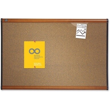 Quartet Prestige Bulletin Board - 24&quot; Height x 36&quot; Width - Brown Cork Surface - Self-healing, Durable - Light Cherry Frame - 1 Each