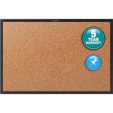 Quartet Classic Series Bulletin Board - 48&quot; Height x 72&quot; Width - Brown Natural Cork Surface - Self-healing, Durable, Sturdy - Black Aluminum Frame - 1 Each