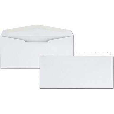 Quality Park No. 10 Business Envelopes with Gummed Closure and Diagonal Seam - Business - #10 - 4 1/8&quot; Width x 9 1/2&quot; Length - 24 lb - Gummed - Wove - 500 / Box - White