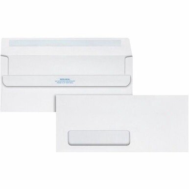 Quality Park No. 10 Single Window Envelope with a Self-Seal Closure - Single Window - #10 - 4 1/8&quot; Width x 9 1/2&quot; Length - 24 lb - Self-sealing - Wove - 500 / Box - White