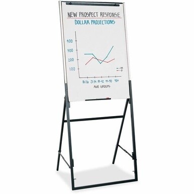 Quartet Futura Easel Whiteboard/Flip Chart - 26&quot; (2.2 ft) Width x 35&quot; (2.9 ft) Height - White Melamine Surface - Black Frame - Rectangle - 1 Each