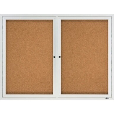Quartet Enclosed Cork Bulletin Board for Outdoor Use - 36&quot; Height x 48&quot; Width - Brown Cork Surface - Hinged, Wear Resistant, Tear Resistant, Water Resistant, Shatter Proof, Acrylic Glass, Weather Resi