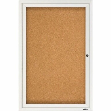 Quartet Enclosed Bulletin Board for Indoor Use - 36&quot; Height x 24&quot; Width - Brown Natural Cork Surface - Hinged, Self-healing, Shatter Proof, Lock, Durable - Silver Aluminum Frame - 1 Each