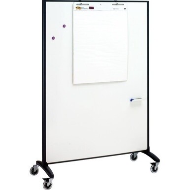 Quartet Motion Room Divider - 48&quot; (4 ft) Width x 72&quot; (6 ft) Height - White Porcelain Surface - Graphite Metal Frame - Magnetic - 1 Each