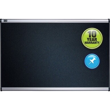 Quartet Prestige Embossed Foam Bulletin Board - 36&quot; Height x 48&quot; Width - Black Foam Surface - Self-healing - Silver Aluminum Frame - 1 Each