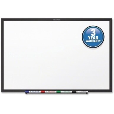 Quartet Classic Total Erase Whiteboard - 72&quot; (6 ft) Width x 48&quot; (4 ft) Height - White Melamine Surface - Black Aluminum Frame - Horizontal/Vertical - 1 Each - TAA Compliant