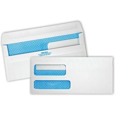 Quality Park No. 9 Double Window Security Tint Envelopes with Redi-Seal&amp;reg; Self-Seal - Double Window - #9 - 3 7/8&quot; Width x 8 7/8&quot; Length - 24 lb - Self-sealing - Wove - 500 / Box - White