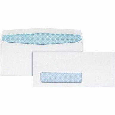Quality Park No. 8-5/8 Single Window Security Tinted Check Envelope - Single Window - #8 5/8 - 3 5/8&quot; Width x 8 5/8&quot; Length - 24 lb - Gummed - Wove - 500 / Box - White