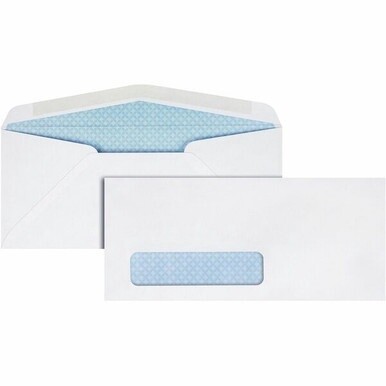Quality Park No. 10 Single Window Security Tint Envelopes - Single Window - #10 - 4 1/8&quot; Width x 9 1/2&quot; Length - 24 lb - Adhesive - Wove - 500 / Box - White