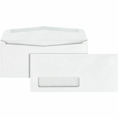 Quality Park No. 10 Single Window Business Envelopes with Embossed Ridges - Single Window - #10 - 4 1/8&quot; Width x 9 1/2&quot; Length - 24 lb - Gummed - Poly - 500 / Box - White