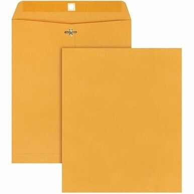 Quality Park 10 x 12 Clasp Envelopes with Deeply Gummed Flaps - Clasp - #95 - 10&quot; Width x 12&quot; Length - 28 lb - Gummed - Kraft - 100 / Box - Kraft