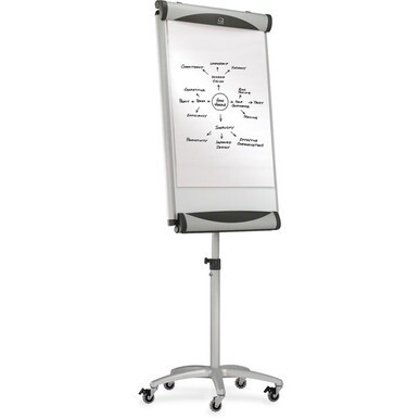 Quartet Euro Premium Mobile Magnetic Easel - 27&quot; (2.2 ft) Width x 41&quot; (3.4 ft) Height - White Porcelain Surface - Silver Aluminum Frame - Magnetic - 1 Each