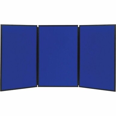 Quartet Show-It! 3-sided Display System - 36&quot; Height x 72&quot; Width - Gray Fabric, Blue Surface - Dual Sided, Lightweight, Resilient, Durable, Tackable - 3 - 1 Each
