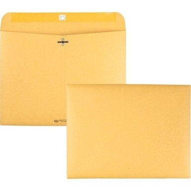 Quality Park 9 x 12 Clasp Envelopes with Deeply Gummed Flaps - Clasp - #90 - 9&quot; Width x 12&quot; Length - 28 lb - Clasp - Kraft - 100 / Box - Kraft