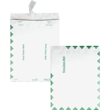 Survivor&amp;reg; 10 x 13 DuPont Tyvek First Class Border Catalog Mailer with Self-Sealing Closure - First Class Mail - #13 1/2 - 10&quot; Width x 13&quot; Length - 14 lb - Peel &amp; Seal - Tyvek - 100 / Box - White