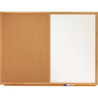 Quartet Standard Combination Whiteboard/Cork Bulletin Board - 36&quot; (3 ft) Width x 24&quot; (2 ft) Height - White Melamine Surface - Oak Frame - Rectangle - Horizontal/Vertical - 1 Each