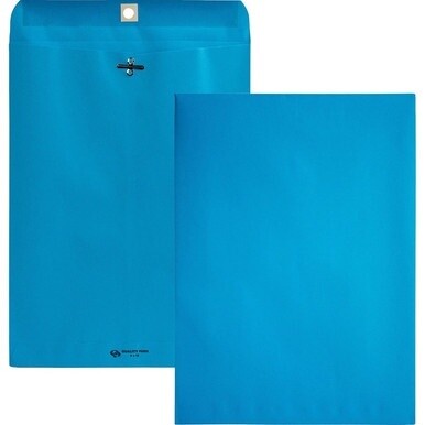 Quality Park 9 x 12 Clasp Envelopes with Deeply Gummed Flaps - Clasp - #90 - 9&quot; Width x 12&quot; Length - 28 lb - Clasp - Wove - 10 / Pack - Blue