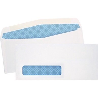Quality Park No. 10 Single Window Security Tinted Business Envelopes - Single Window - #10 - 4 1/8&quot; Width x 9 1/2&quot; Length - 24 lb - Gummed - Wove - 500 / Box - White