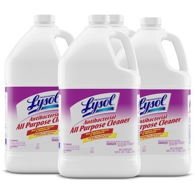 Professional Lysol Antibacterial All Purpose Cleaner - Concentrate - 128 fl oz (4 quart) - 4 / Carton - Clear/Fluorescent Green