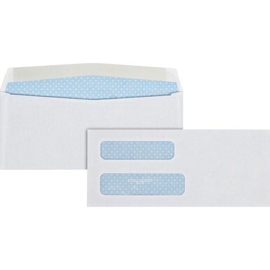 Quality Park No. 8-5/8 Double Window Security Tint Envelopes - Double Window - #8 5/8 - 3 5/8&quot; Width x 8 5/8&quot; Length - 24 lb - Gummed - Wove - 500 / Box - White