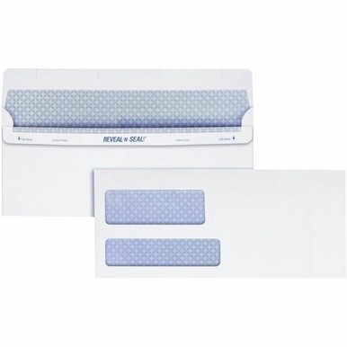 Quality Park No. 9 Double Window Envelopes with Tamper-Evident Seal - Double Window - #9 - 3 7/8&quot; Width x 8 7/8&quot; Length - 24 lb - Self-sealing - 500 / Box - White