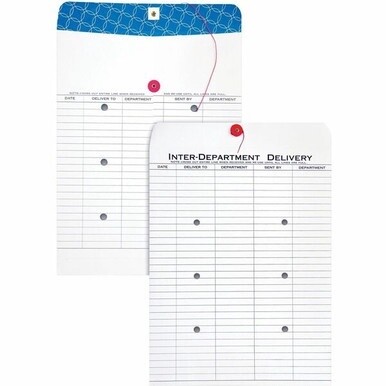 Quality Park 10 x 13 Treated Inter-Departmental Envelopes - Inter-department - #13 1/2 - 10&quot; Width x 13&quot; Length - 28 lb - String/Button - 100 / Box - White