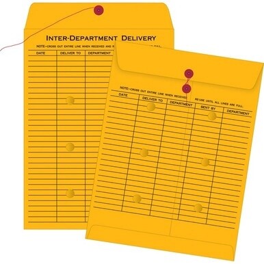 Quality Park 10 x 13 Inter-Departmental Envelopes - Inter-department - 10&quot; Width x 13&quot; Length - 28 lb - String/Button - Kraft - 100 / Box - Kraft