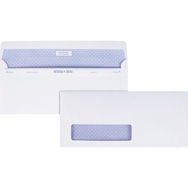 Quality Park No. 10 Single Window Security Tinted with Reveal-N-Seal&amp;reg; Self-Seal Closure - Single Window - #10 - 4 1/8&quot; Width x 9 1/2&quot; Length - 24 lb - 500 / Box - White