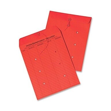Quality Park 10 x 13 Inter-Departmental Envelopes - Inter-department - 10&quot; Width x 13&quot; Length - 28 lb - String/Button - 100 / Box - Red